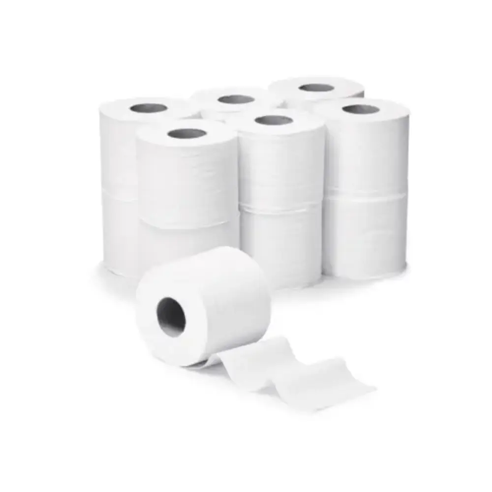 Papier-toilette-petit-rouleau-blanc-2-plis-200-feuilles-9,6x11cm-certifié-Ecolabel-(Colis-de-8×12-rouleaux-de-200)-PAREDES